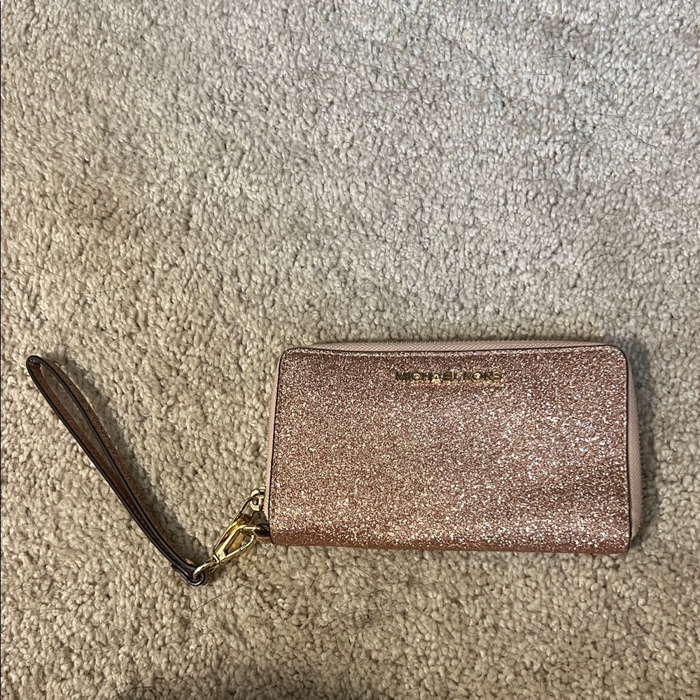 Michael Kors Rose Gold Glitter Wristlet
